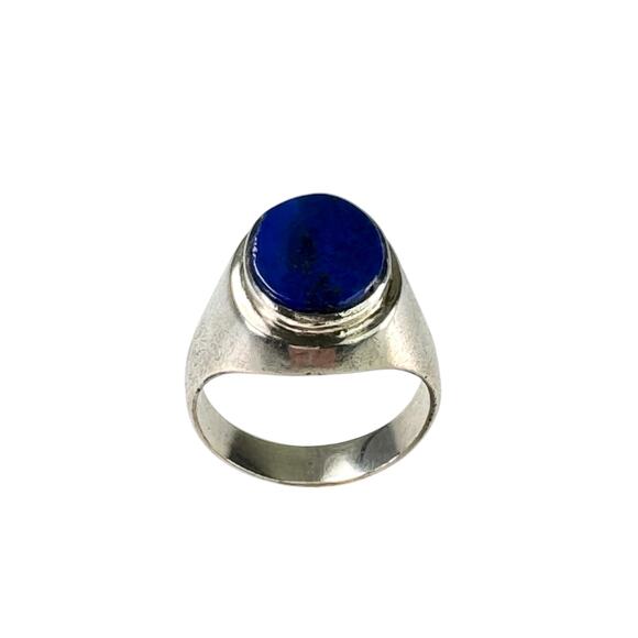 Vintage Lapis Lazuli Cabochon Ring Size 10 Sterling 925 Silver - Picture 4 of 5